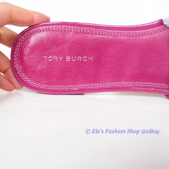 NIB Tory Burch Eleanor Leather Slide Fuchsia Hot Pink US 8 8.5 9 9.5 10 AUTHENTC - Picture 13 of 16